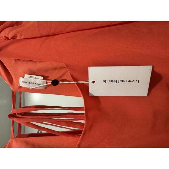 NWT Lovers + Friends Pink Coral Orange Stardust Backless Bodysuit Size Large - Picture 4 of 5